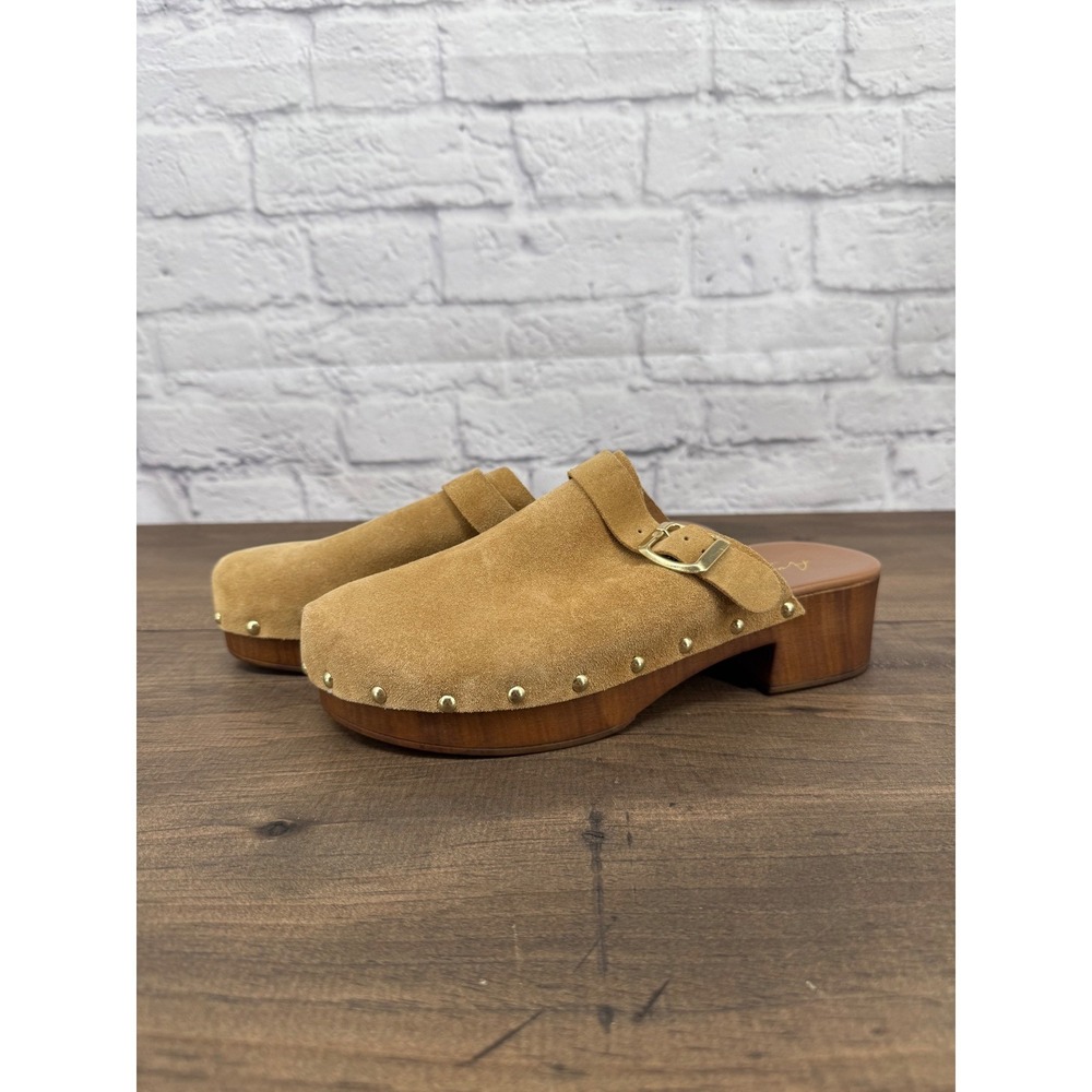 Anellini Suede Clogs Studded Wood Heel Mule Boho Retro Cottagecore EU 38/ US 7.5 - Picture 2 of 12